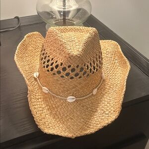 Lack Of Color Natural Straw Hat with Shell Accents
